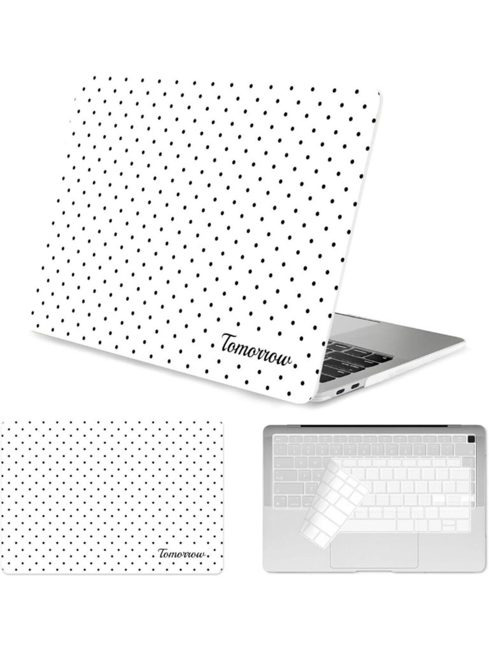 Stylish Cream & Black Polka Dot MacBook Air 13" Hard Shell Case + Keyboard Cover